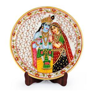 Radha Krishna Designer Marble Plate