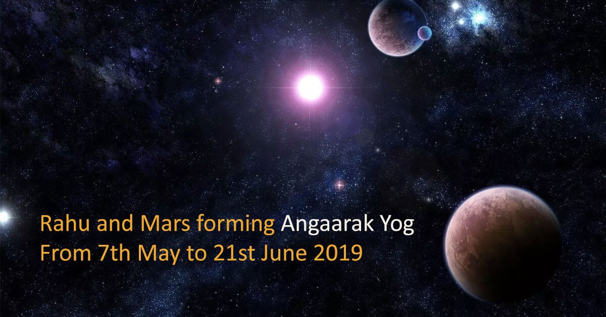 Rahu and Mars forming "Angaarak Yog" from 7th May to 21st June 2019