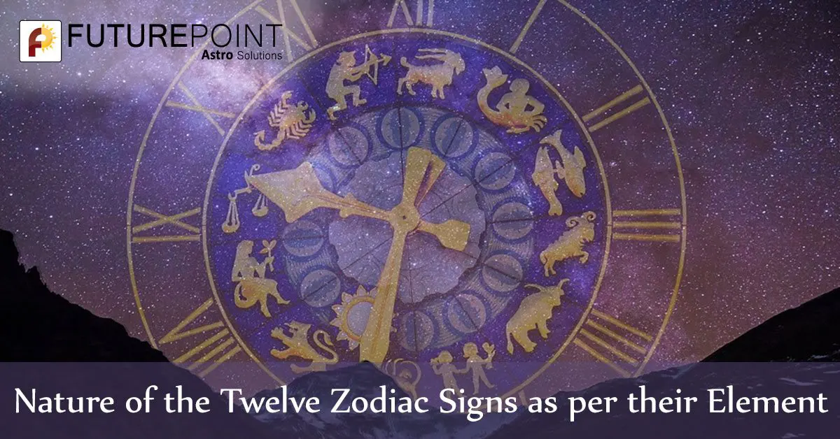 Zodiacs star signs and nature elements